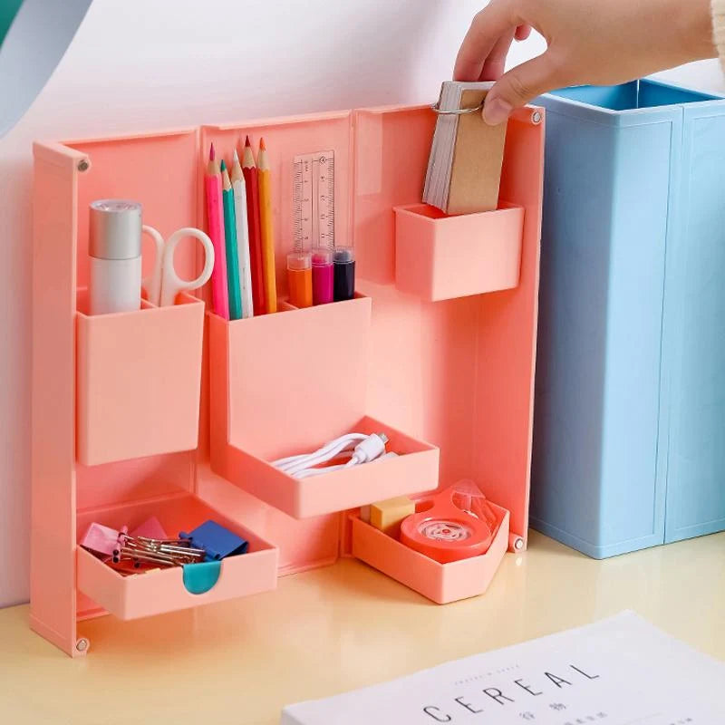 Stationery Organizer Box Foldable Magnetic Multiple Compartments