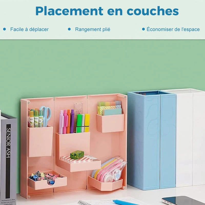Stationery Organizer Box Foldable Magnetic Multiple Compartments