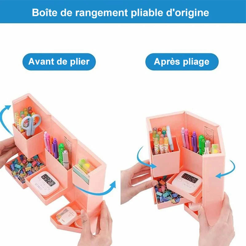 Stationery Organizer Box Foldable Magnetic Multiple Compartments