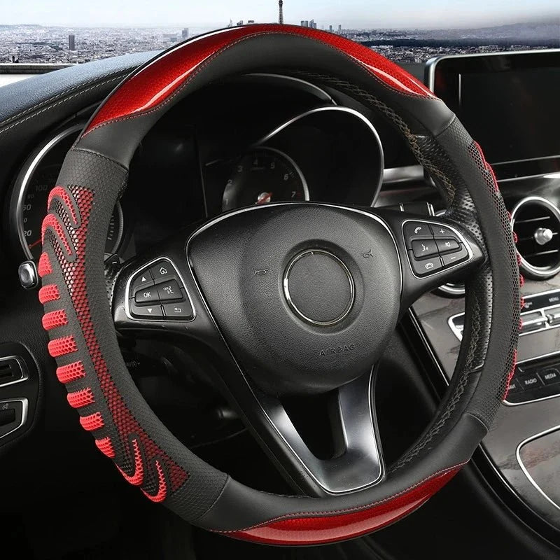 Steering Wheel Cover Honeycomb Non-Slip Grip Synthetic Leather