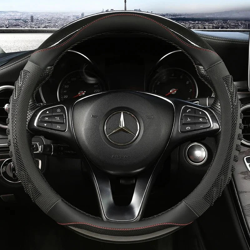 Steering Wheel Cover Honeycomb Non-Slip Grip Synthetic Leather