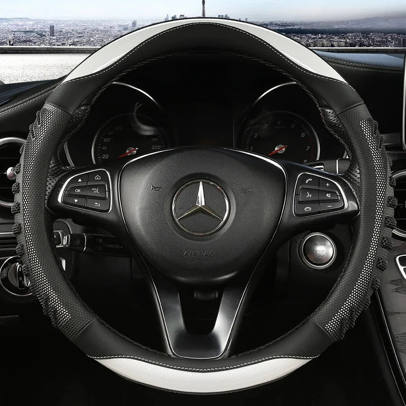Steering Wheel Cover Honeycomb Non-Slip Grip Synthetic Leather