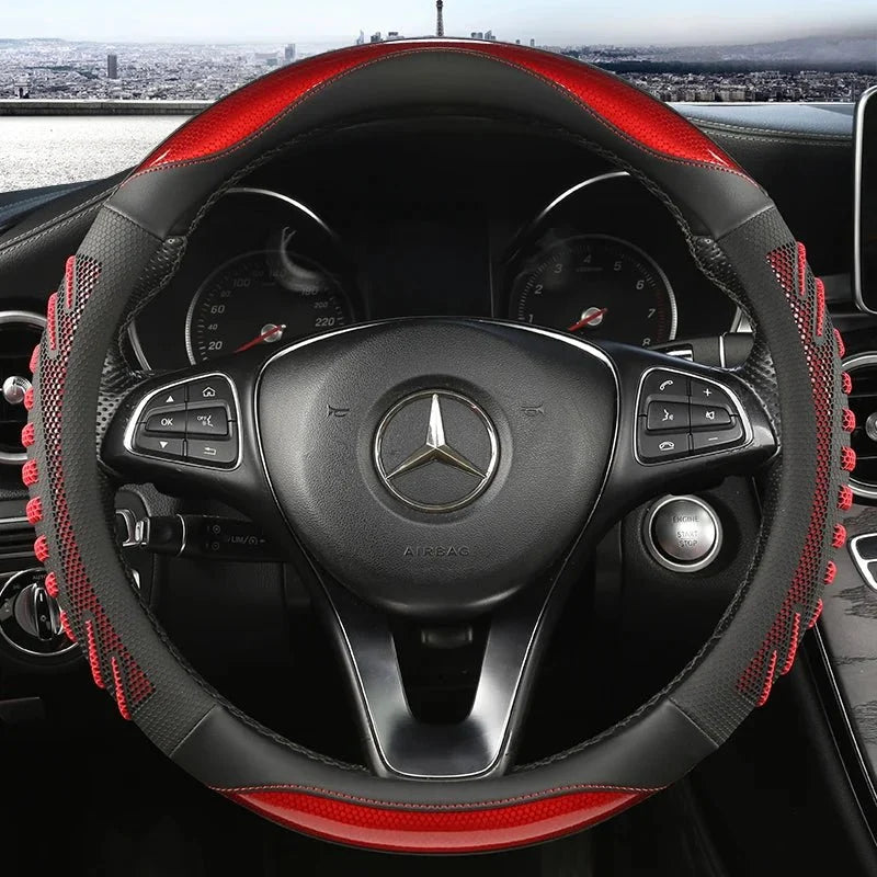 Steering Wheel Cover Honeycomb Non-Slip Grip Synthetic Leather