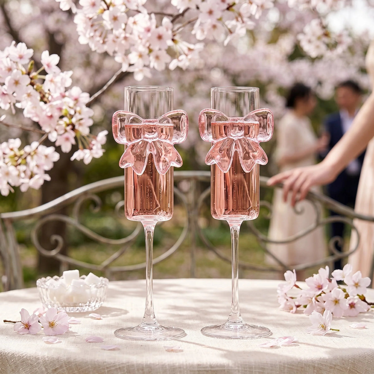 Stemmed Drinking Glass Crystal Pink Bow 5.4 Oz