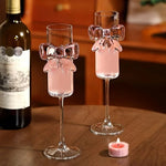Stemmed Drinking Glass Crystal Pink Bow 5.4 Oz