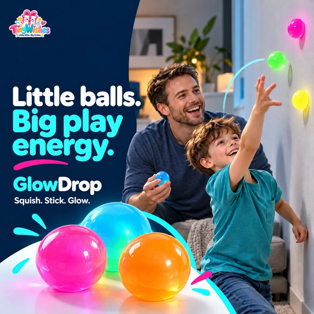 Sticky Ball Toy Glow Effect Assorted Pack of 5 or 10