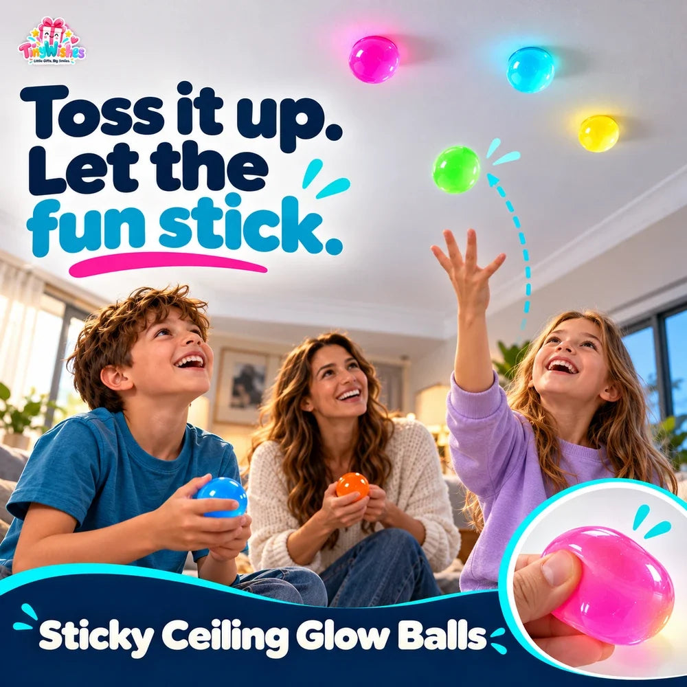 Sticky Ball Toy Glow Effect Assorted Pack of 5 or 10