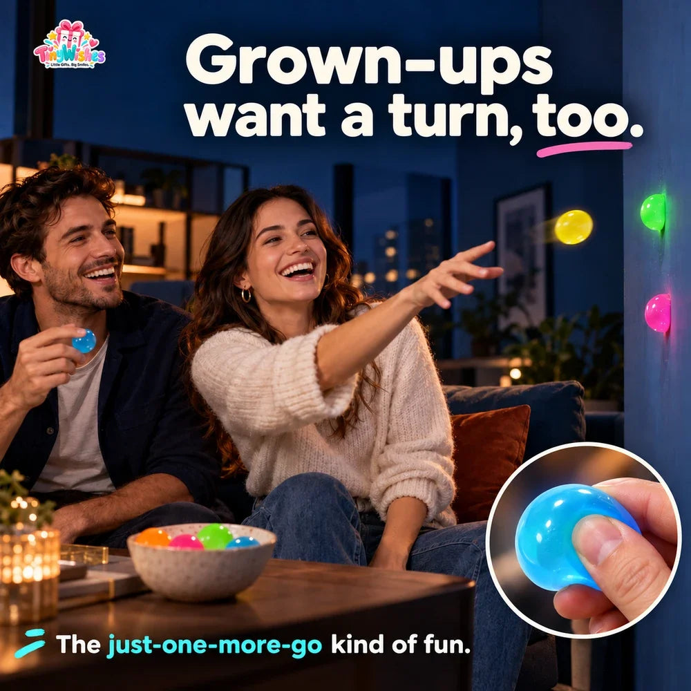 Sticky Ball Toy Glow Effect Assorted Pack of 5 or 10