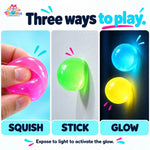 Sticky Ball Toy Glow Effect Assorted Pack of 5 or 10