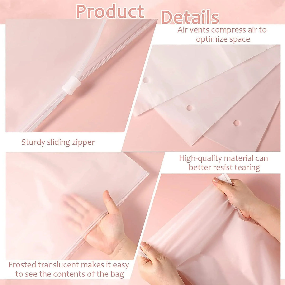 Storage Bags Frosted Slide-Zip Ventilated & Water-Resistant 20-Pack