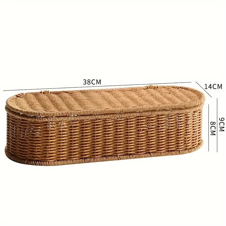 Storage Basket Faux Rattan Woven Dust-Protected