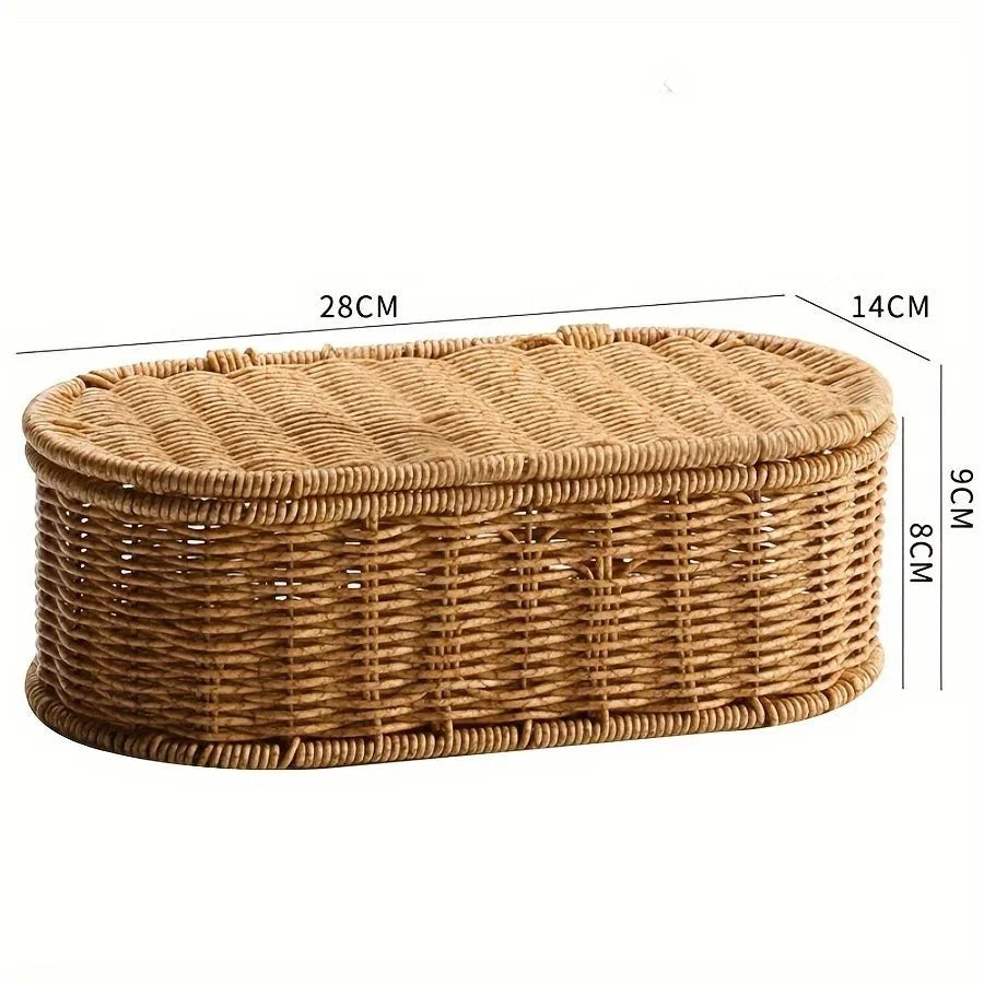 Storage Basket Faux Rattan Woven Dust-Protected