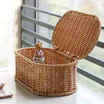 Storage Basket Faux Rattan Woven Dust-Protected