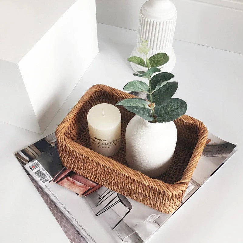 Storage Basket Handwoven Natural Rattan