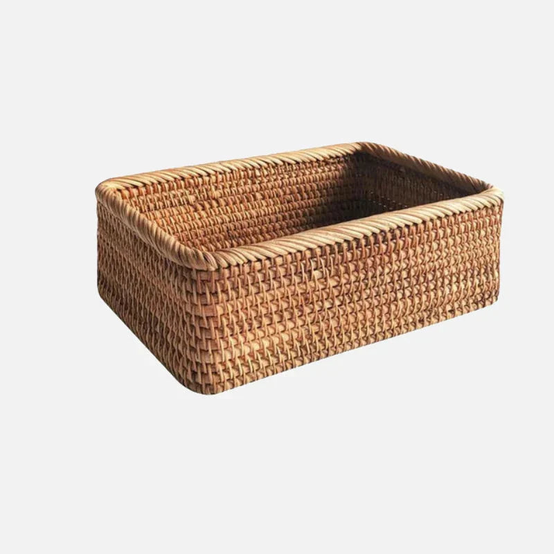 Storage Basket Handwoven Natural Rattan Lightweight & Sturdy
