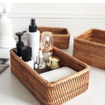 Storage Basket Handwoven Natural Rattan Stackable