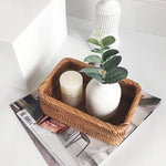 Storage Basket Handwoven Natural Rattan Stackable