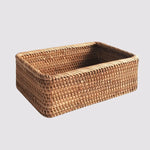 Storage Basket Handwoven Natural Rattan Stackable