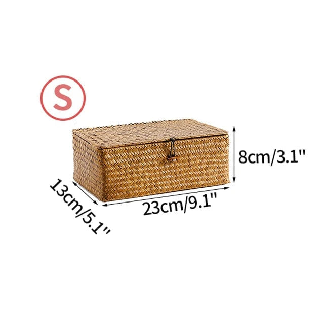 Storage Basket Handwoven Seagrass With Lid