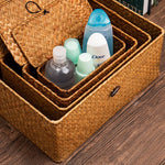 Storage Basket Handwoven Seagrass With Lid