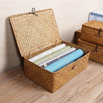Storage Basket Handwoven Seagrass With Lid