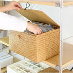 Storage Basket Handwoven Seagrass With Lid