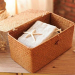 Storage Basket Handwoven Seagrass With Lid