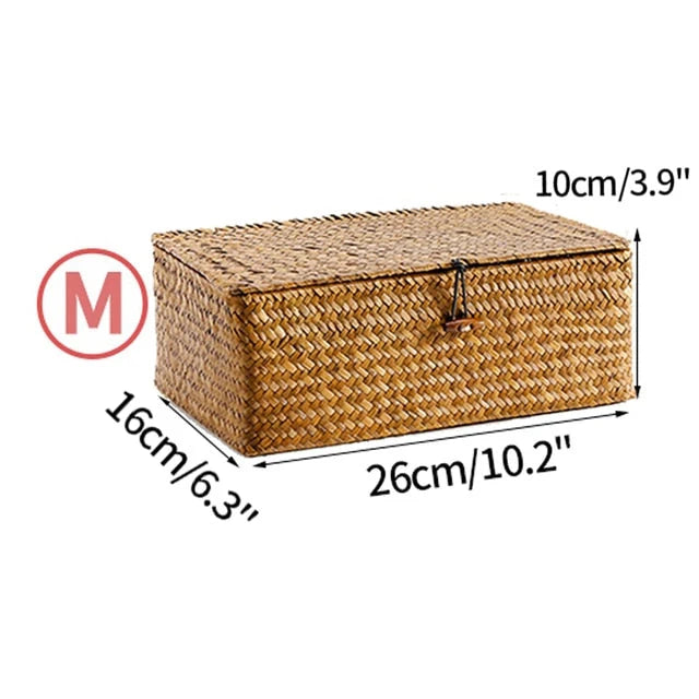 Storage Basket Handwoven Seagrass With Lid