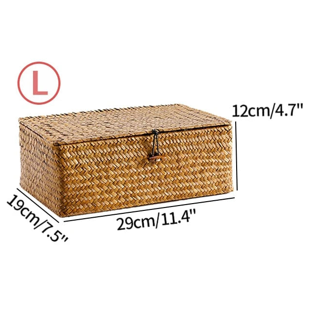 Storage Basket Handwoven Seagrass With Lid