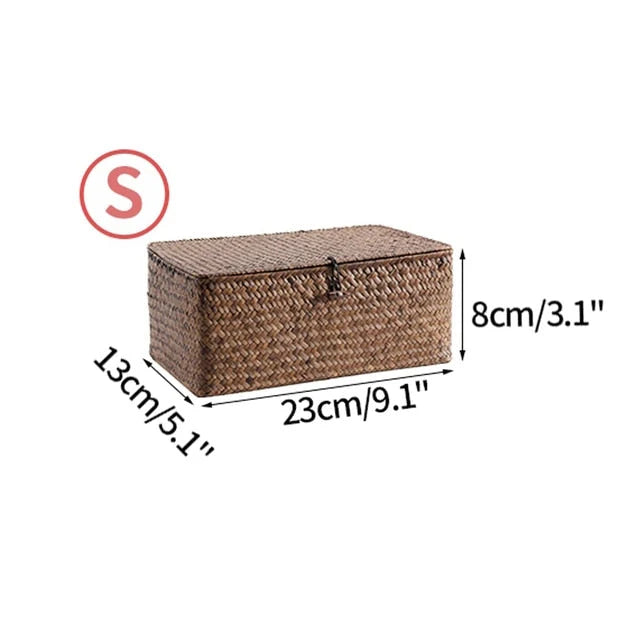 Storage Basket Handwoven Seagrass With Lid