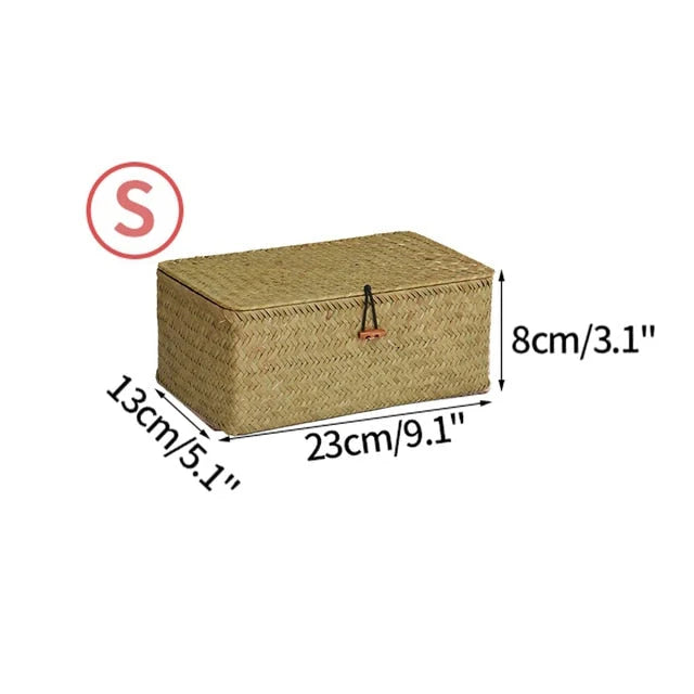 Storage Basket Handwoven Seagrass With Lid