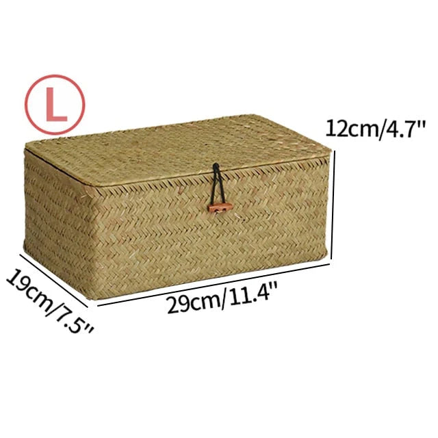 Storage Basket Handwoven Seagrass With Lid