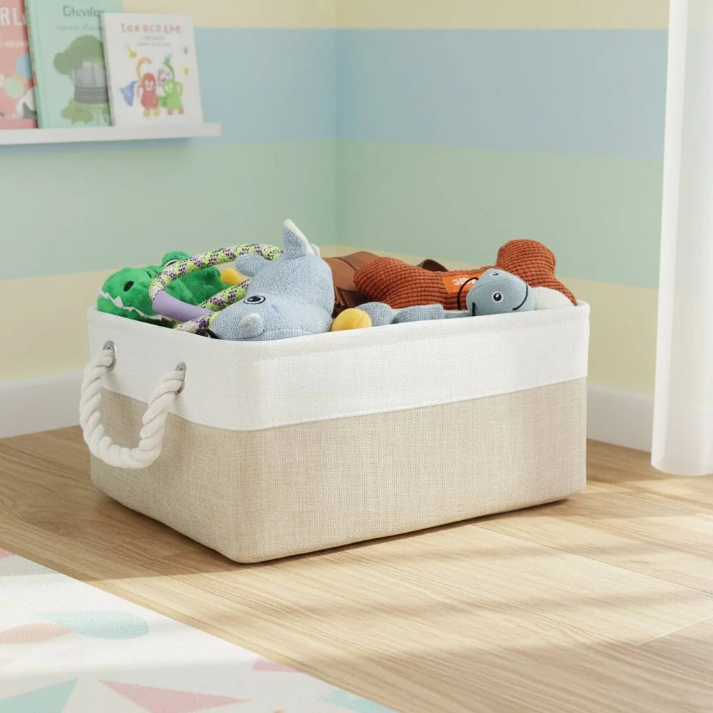 Storage Basket Linen Lightweight Shape-Retaining Wipe-Clean