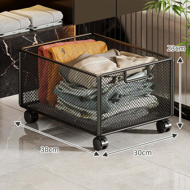 Storage Basket Metal Mesh Stackable With Handle