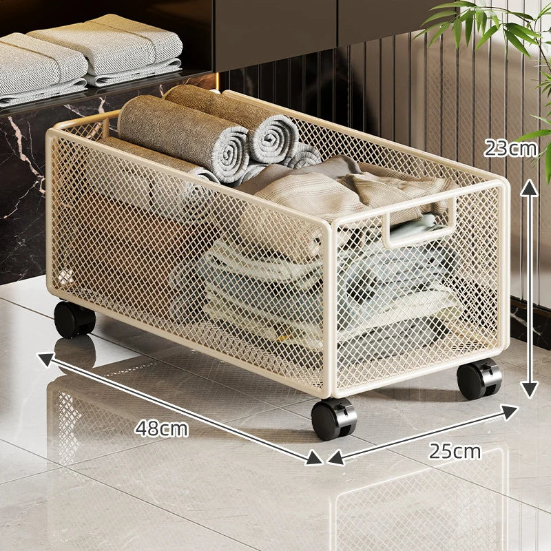 Storage Basket Metal Mesh Stackable With Handle