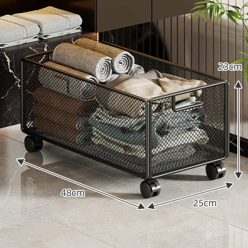 Storage Basket Metal Mesh Stackable With Handle