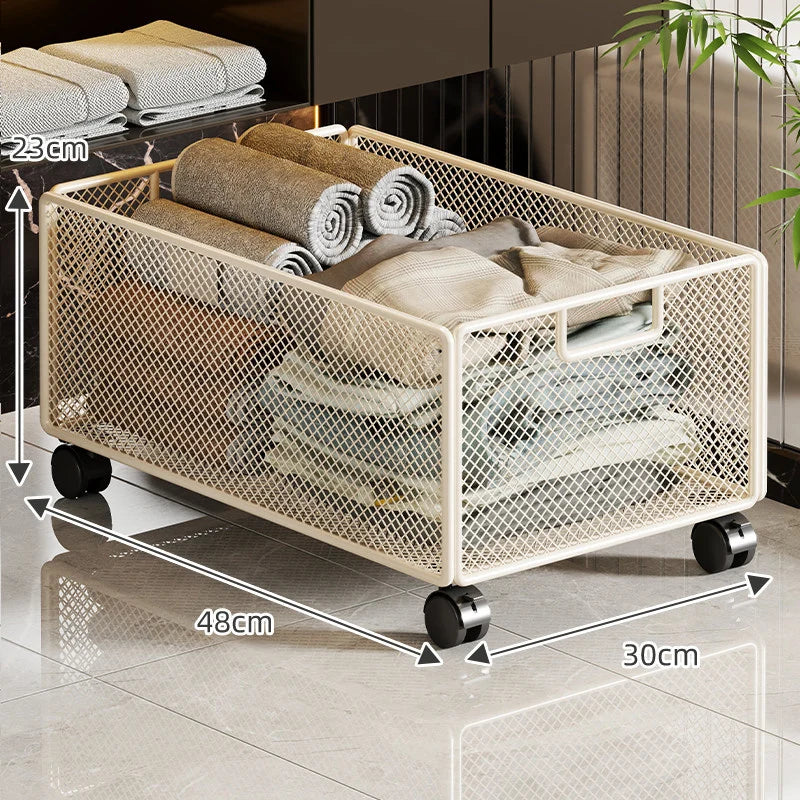 Storage Basket Metal Mesh Stackable With Handle