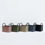 Storage Basket PU Leather Iron Frame With Handles
