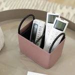 Storage Basket PU Leather Iron Frame With Handles