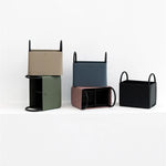 Storage Basket PU Leather Iron Frame With Handles