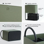 Storage Basket PU Leather Iron Frame With Handles