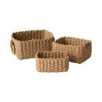 Storage Basket Set Woven Rattan Style Three Sizes With Handles