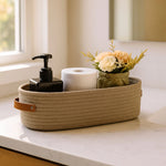Storage Basket Woven Design Dual Handles Space-Saving