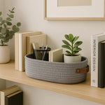 Storage Basket Woven Design Dual Handles Space-Saving