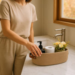 Storage Basket Woven Design Dual Handles Space-Saving