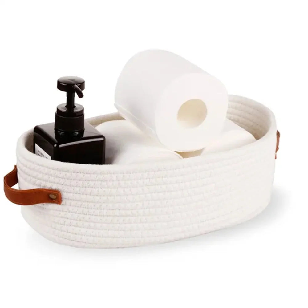 Storage Basket Woven Design Dual Handles Space-Saving