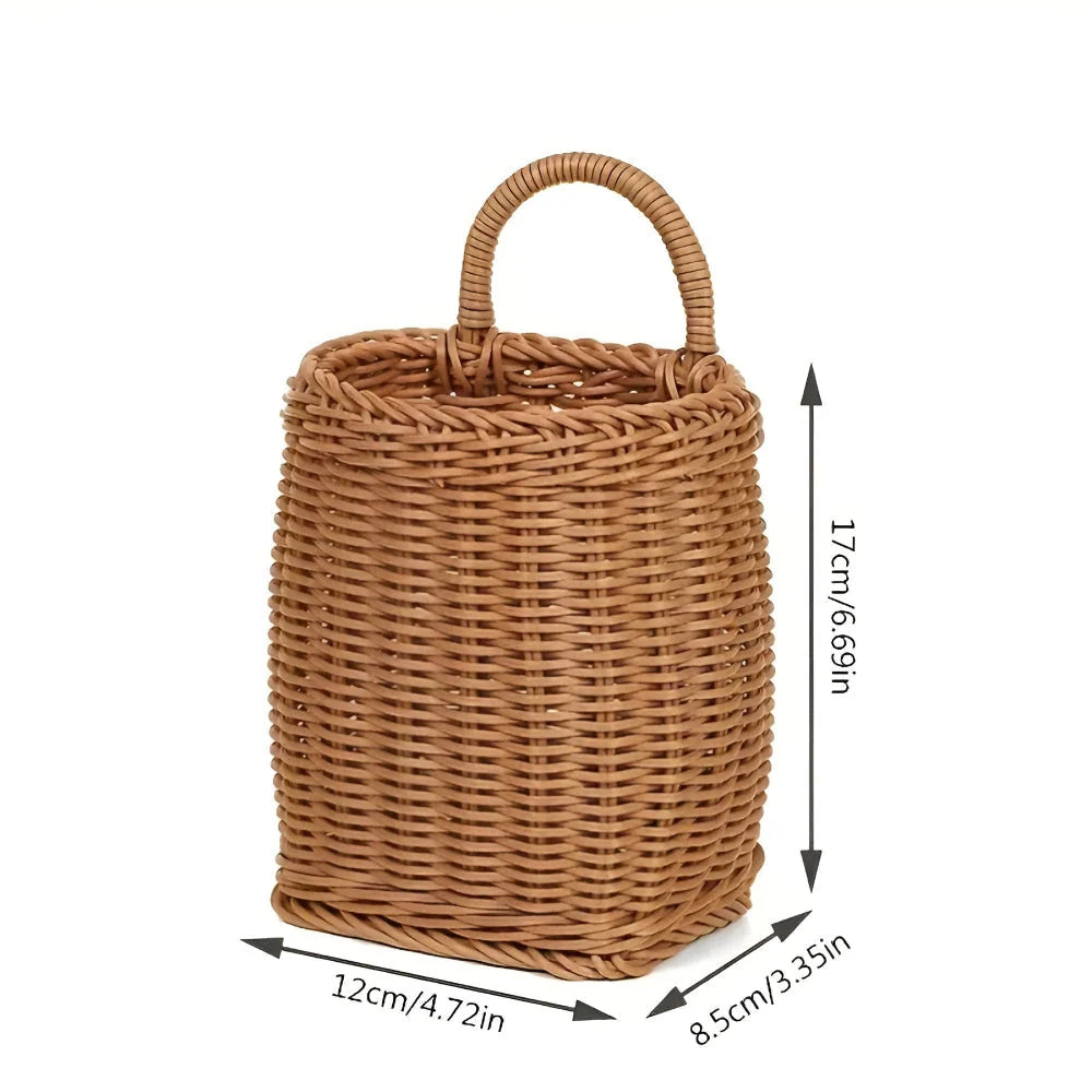Storage Basket Woven Faux Rattan Hanging Organizer