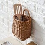 Storage Basket Woven Faux Rattan Hanging Organizer
