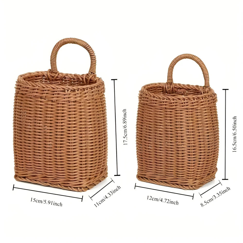 Storage Basket Woven Faux Rattan Hanging Organizer