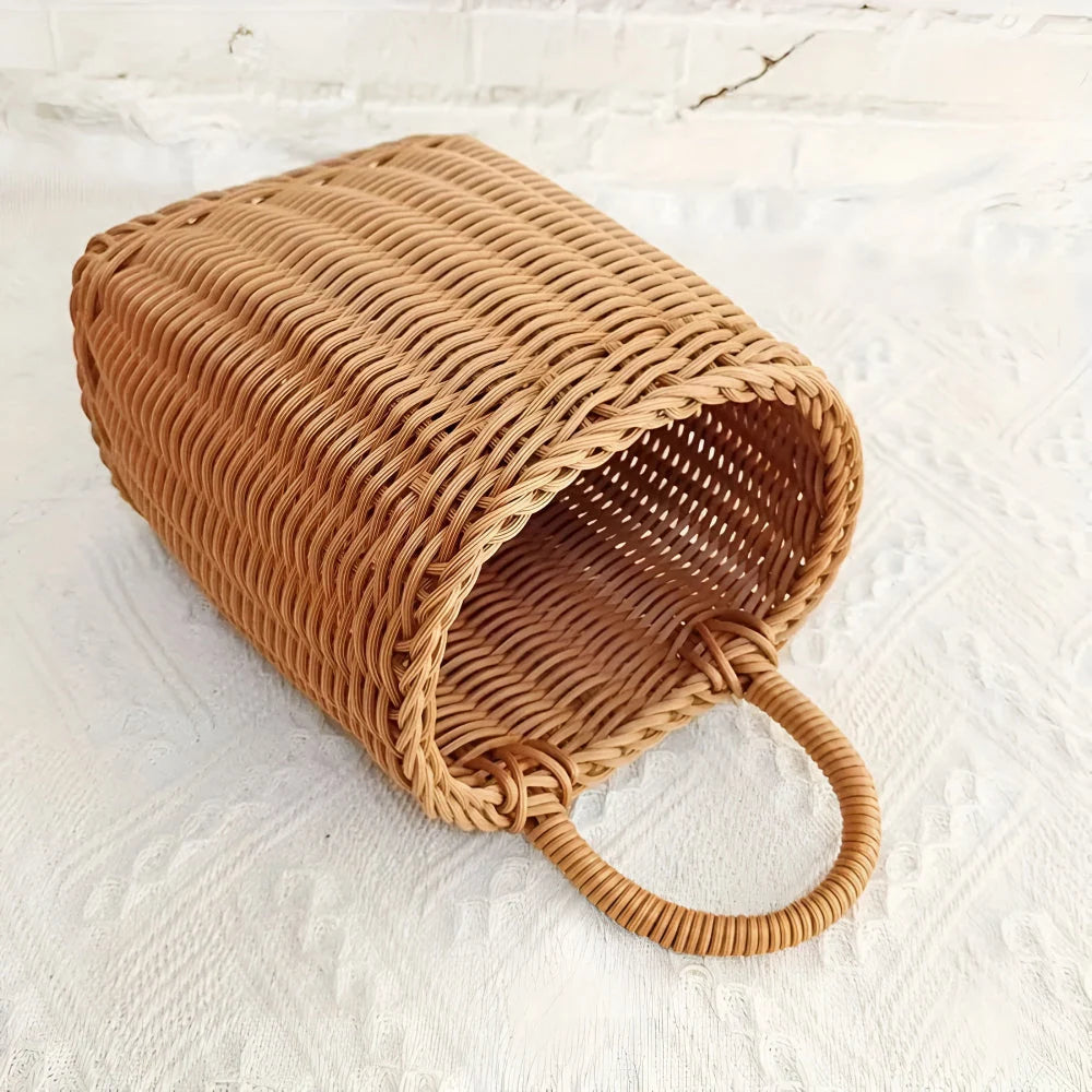 Storage Basket Woven Faux Rattan Hanging Organizer